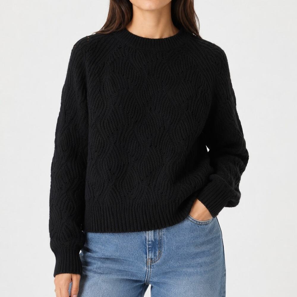 Margaret O’Leary 100% Cashmere Sweater Crew Neck Cable Knit Chunky Pullover